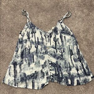 Blue cactus top sz:small